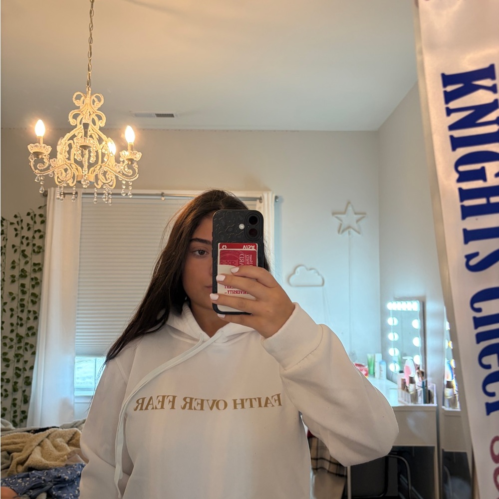 Faith Over Fear White Hoodie